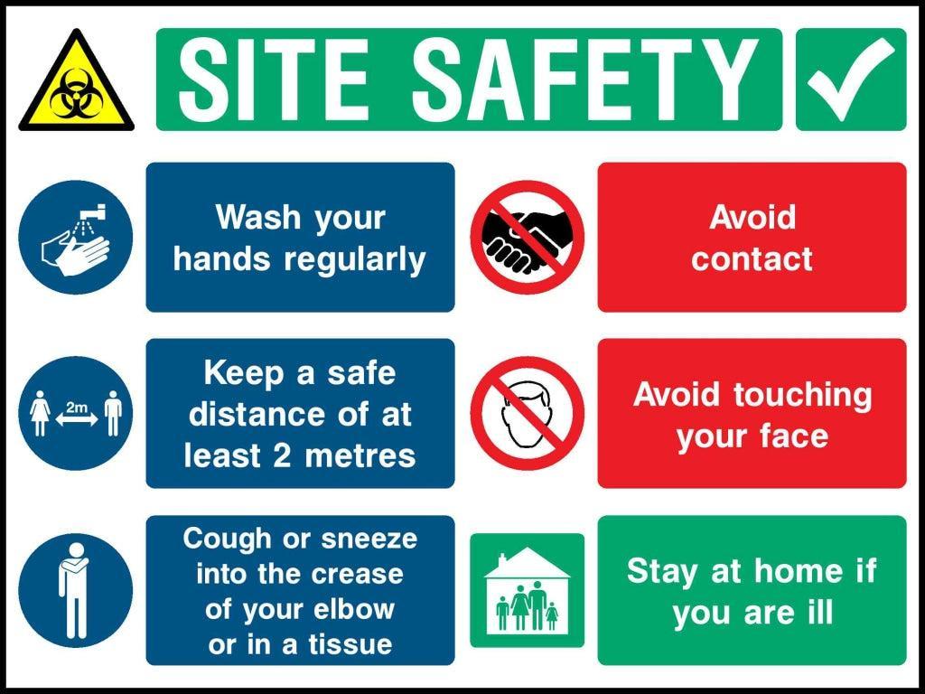 Site safety wash your hands regularly avoid contact - Safety Decals Ltd