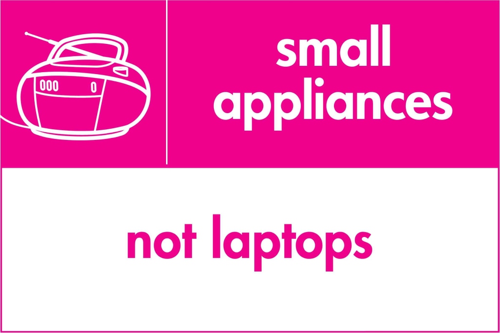 small appliances not laptops - Safety Decals Ltd