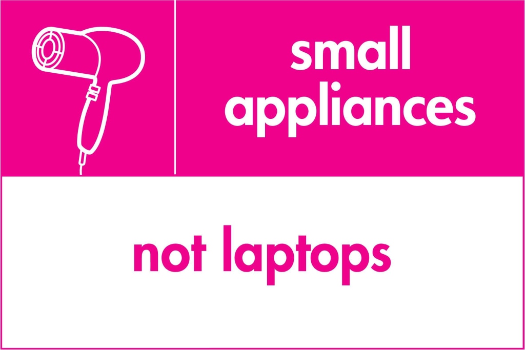small appliances not laptops - Safety Decals Ltd