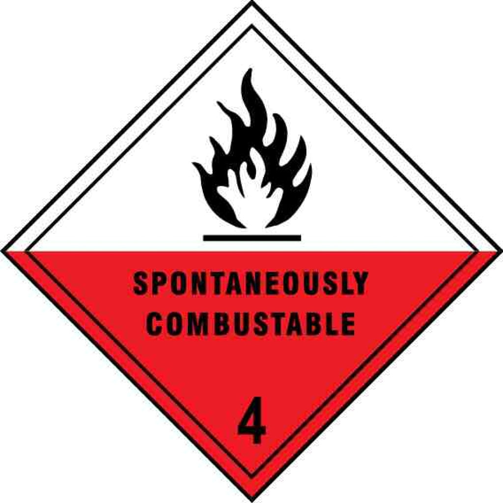 SPONTANEOUSLY COMBUSTABLE 4| Dangerous Substances, Size 200x200 Safety Sign