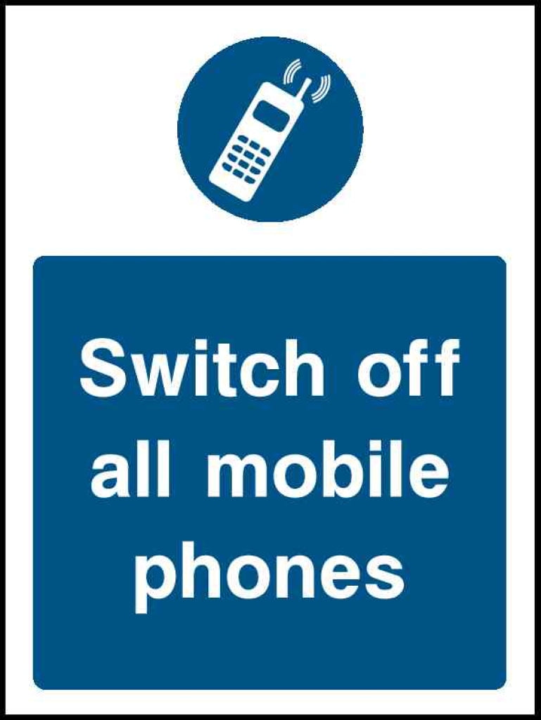 Switch off all mobile phones portrait - Safety Decals Ltd