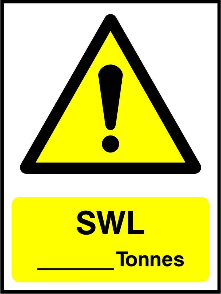 SWL
Tonnes - Safety Decals Ltd