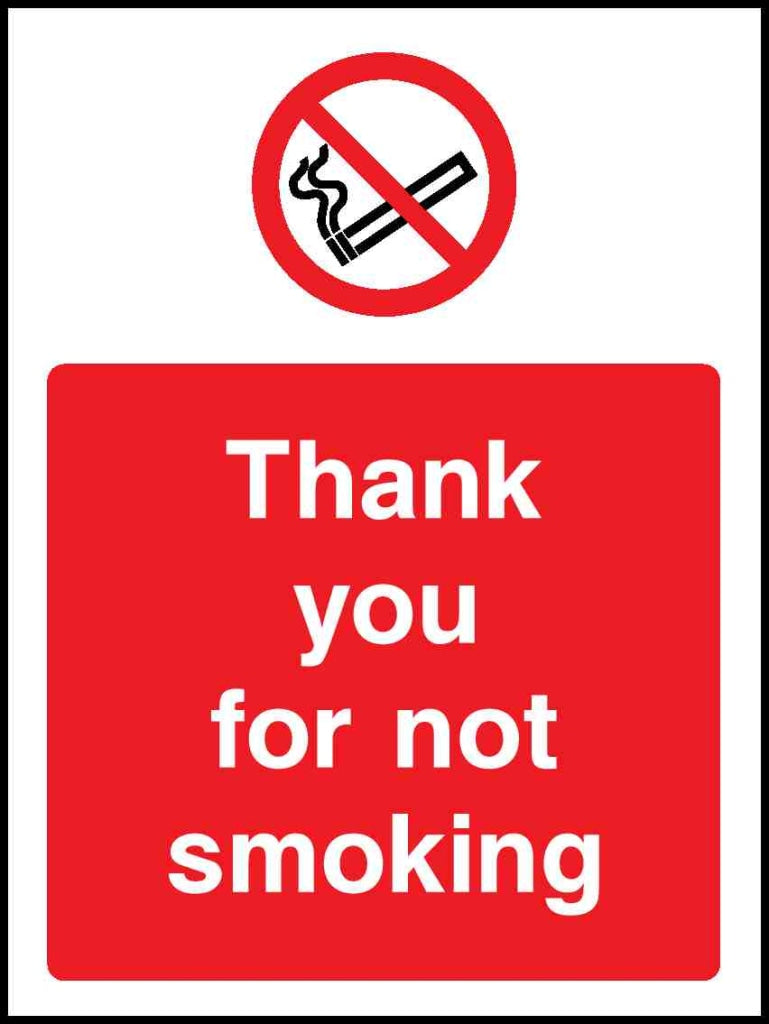 Thank you for not smoking - Safety Decals Ltd