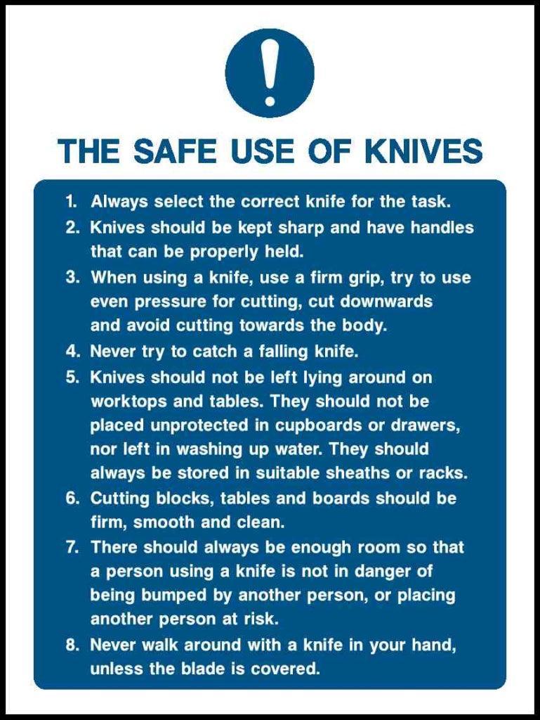 THE SAFE USE OF KNIVES Always select the correct knife for the task - Safety Decals Ltd