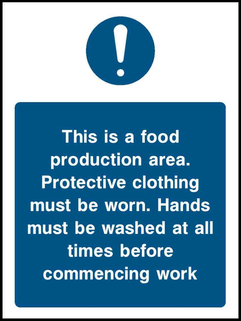 This is a food production area. Protective clothing must be worn - Safety Decals Ltd