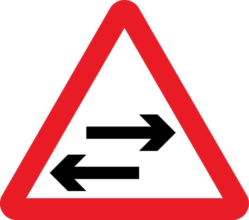 Two-way traffic on route crossing ahead - Safety Decals Ltd