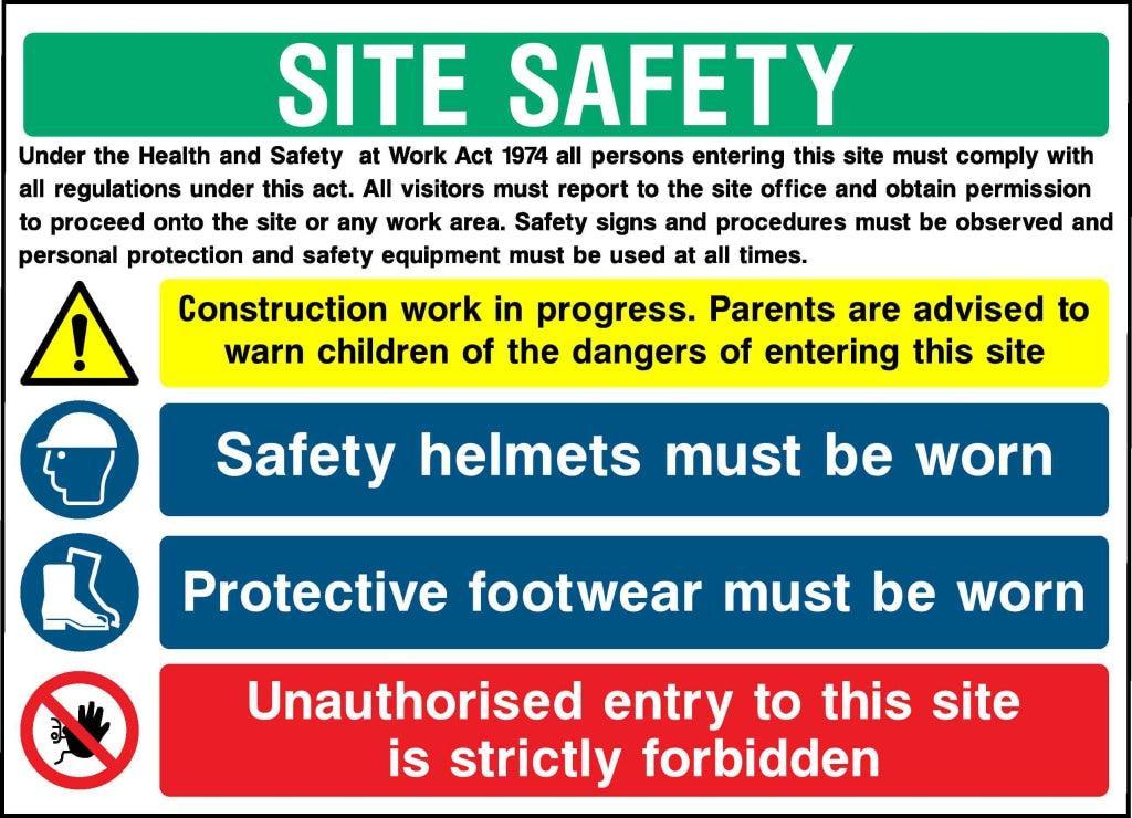 Under the Health and Safety at Work Act 1974 all persons entering this site must comply with all regulations under this act. - Safety Decals Ltd