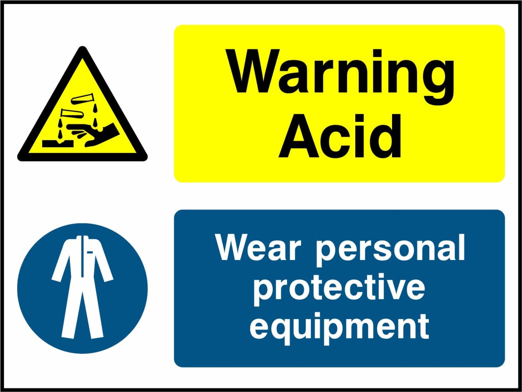 Warning Acid Wear PPE - Safety Decals Ltd