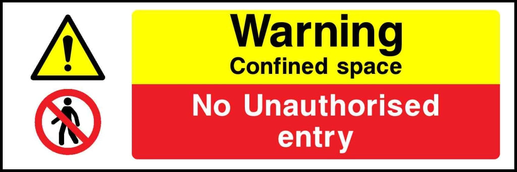 Warning Confined space No Unauthorised entry - Safety Decals Ltd