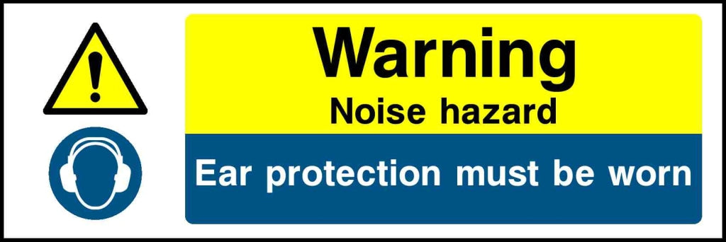Warning Noise hazard Ear protection must be worn - Safety Decals Ltd
