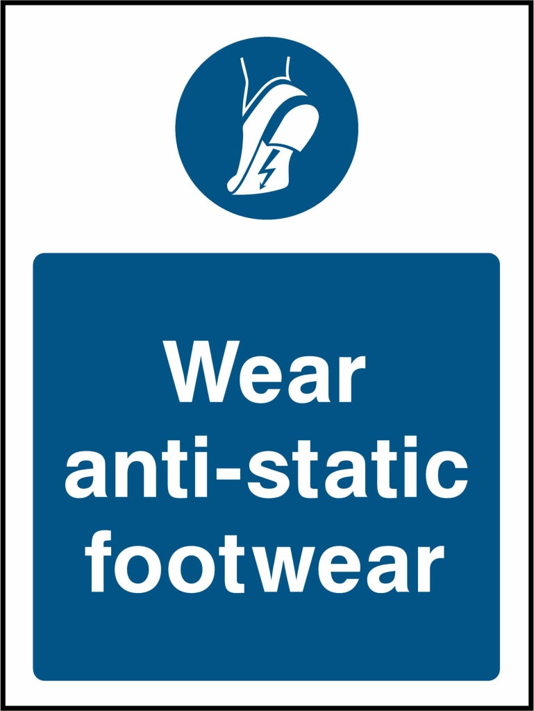 Wear anti-static footwear - Safety Decals Ltd