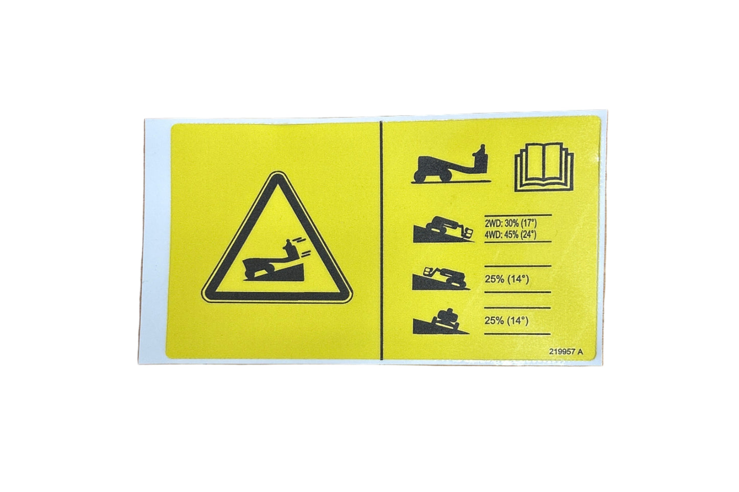 Genie Incline data decal, P/N  219957