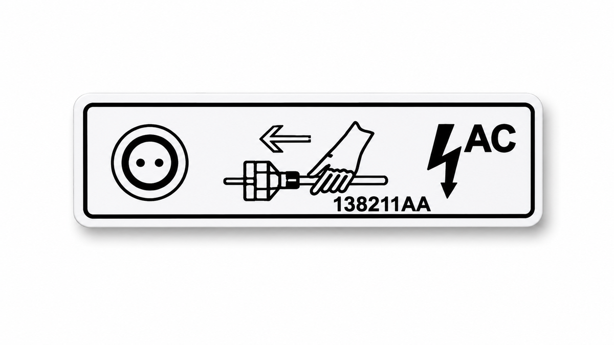 Skyjack Connect AC Supply Here decal, P/N  138211