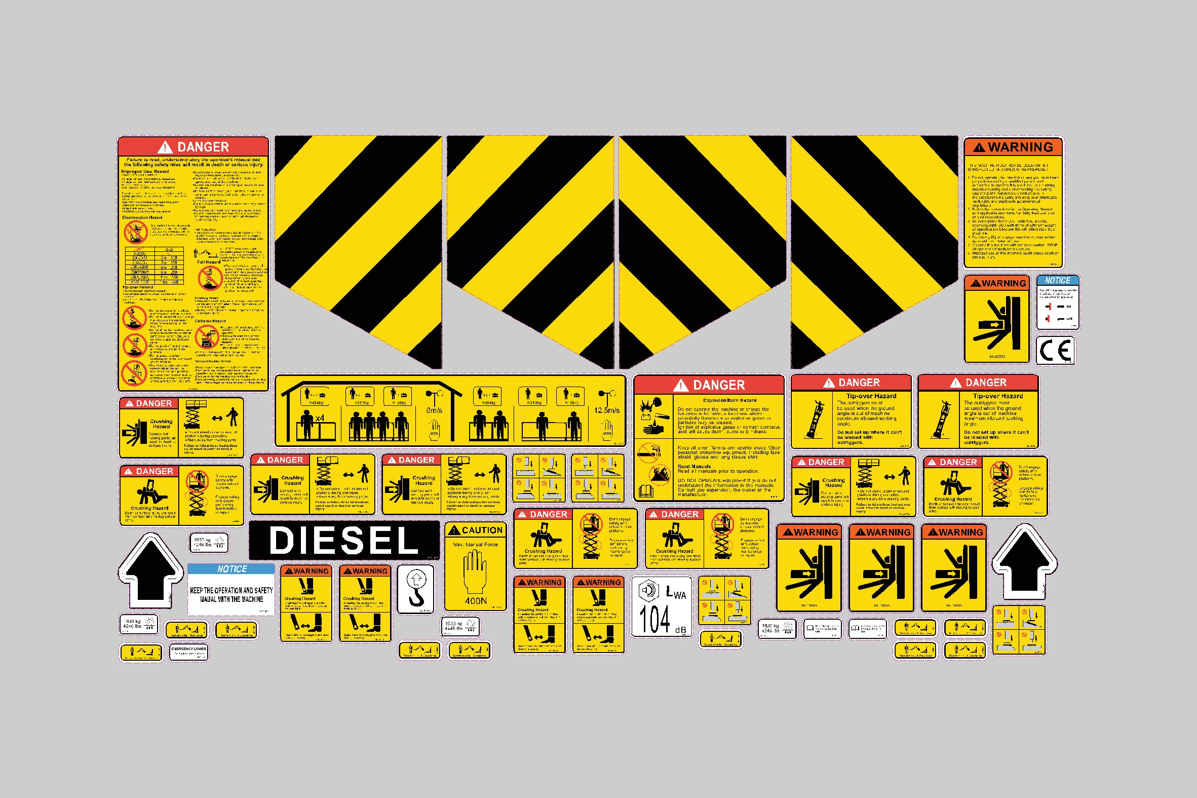 Dingli JCPT1218RT Safety Decal, Sticker Kit