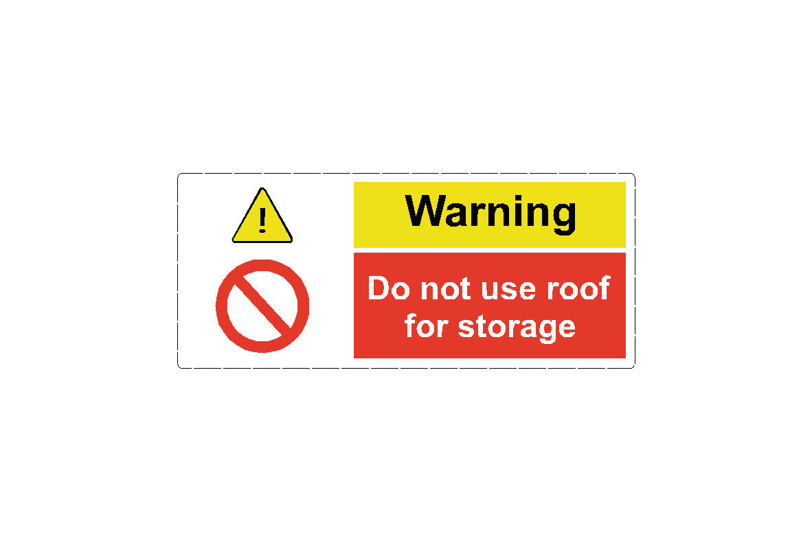 Do not use roof for storage decal