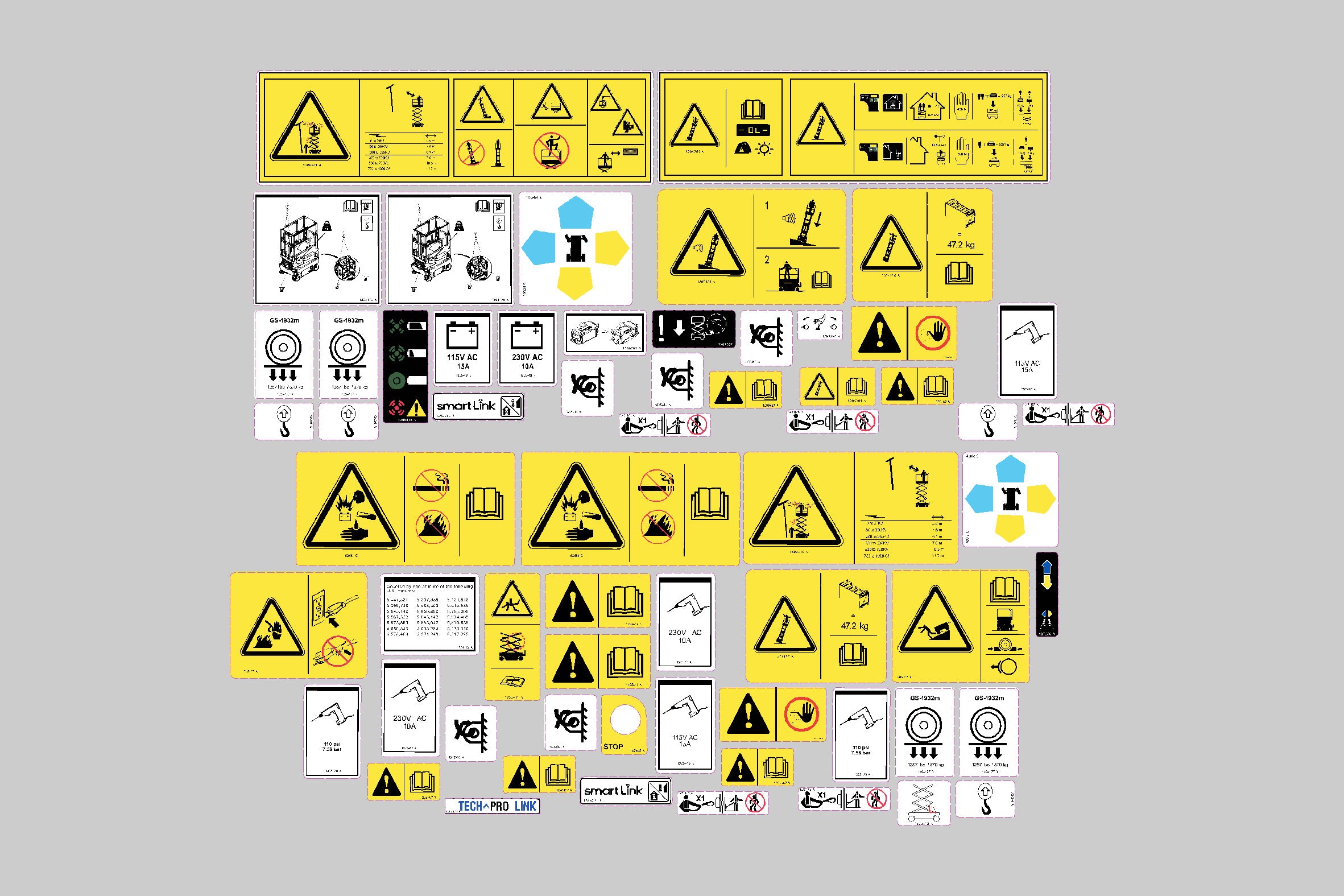 Genie GS1932M E-drive Safety Decals, Decal Kit