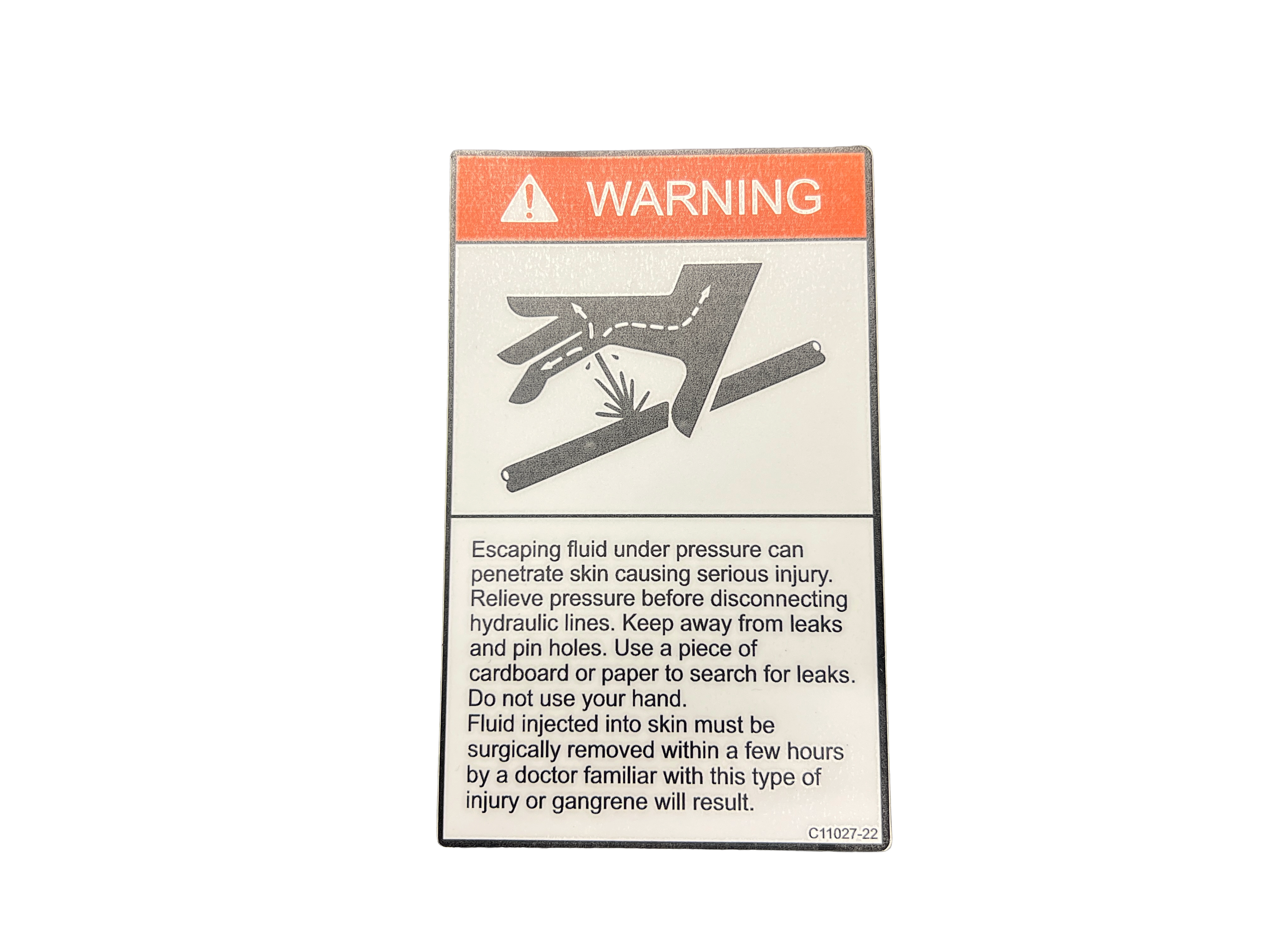 Palfinger single decal,Escaping fluid p/n C11027-22