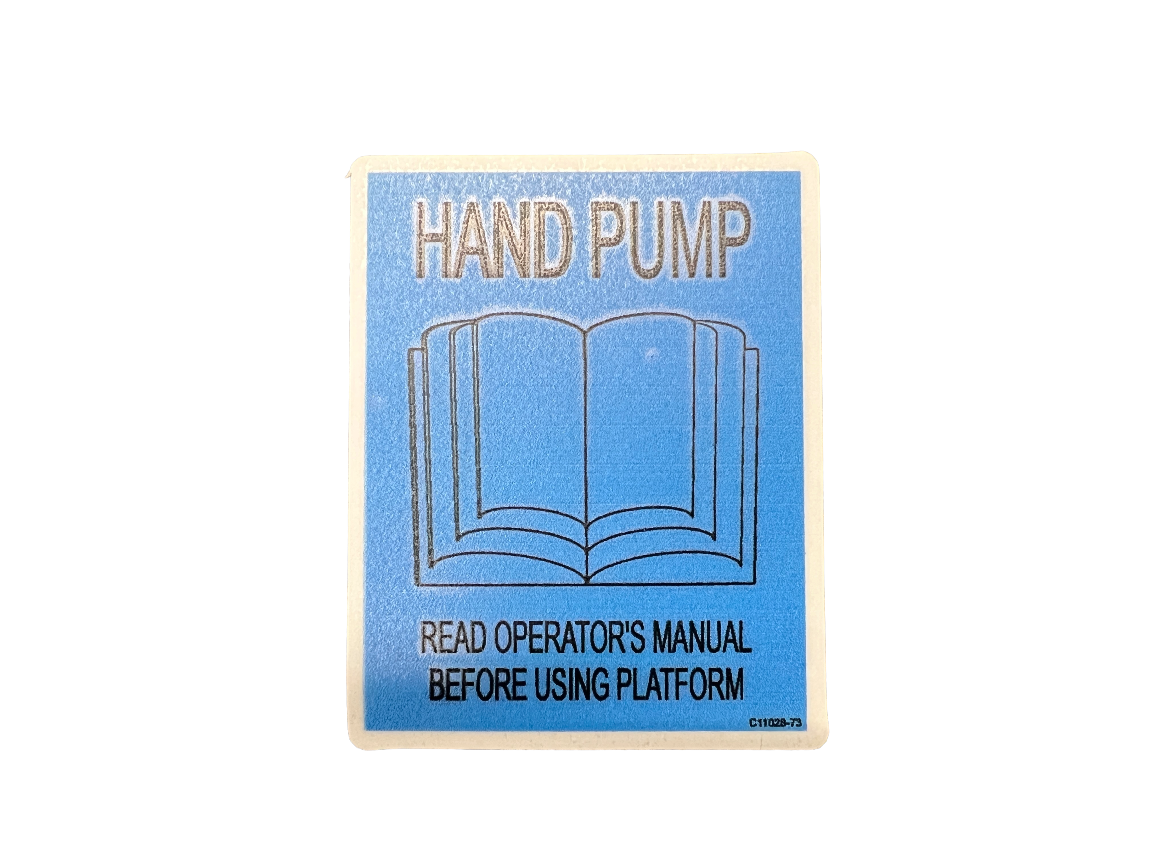 Palfinger single decal,hand pump,read manual p/n c11028-73