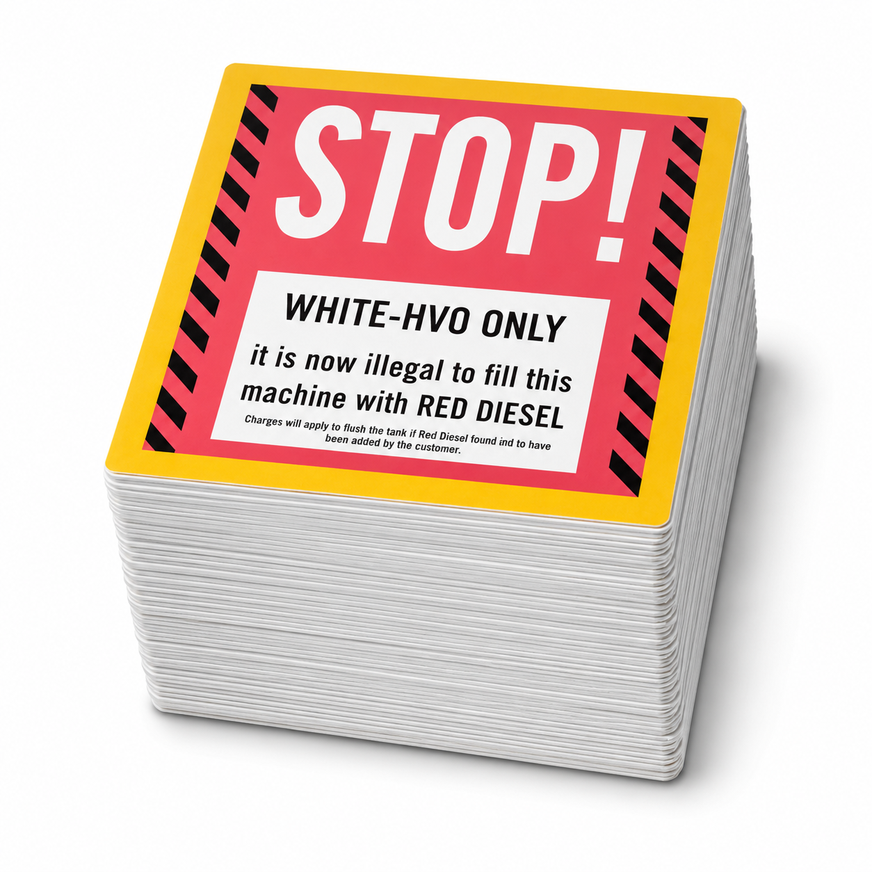 STOP! White-HVO Only Safety Decal