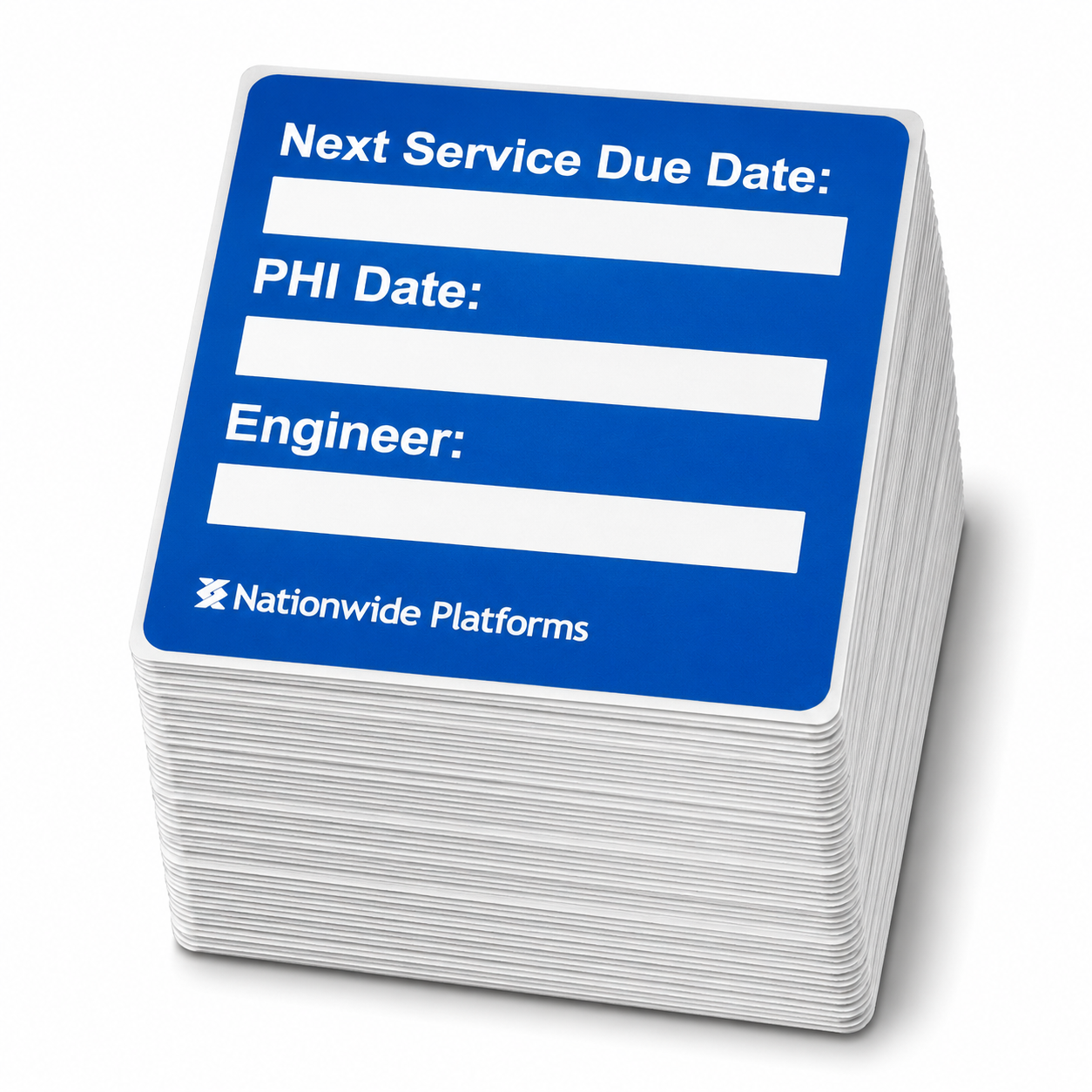 Nationwide Platforms Service Record Sticker