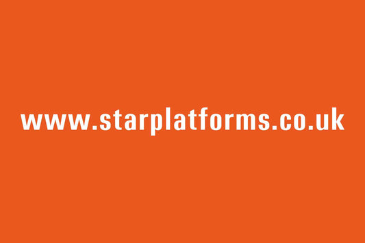 Star Platforms Web Address. White on Clear 100x1006mm