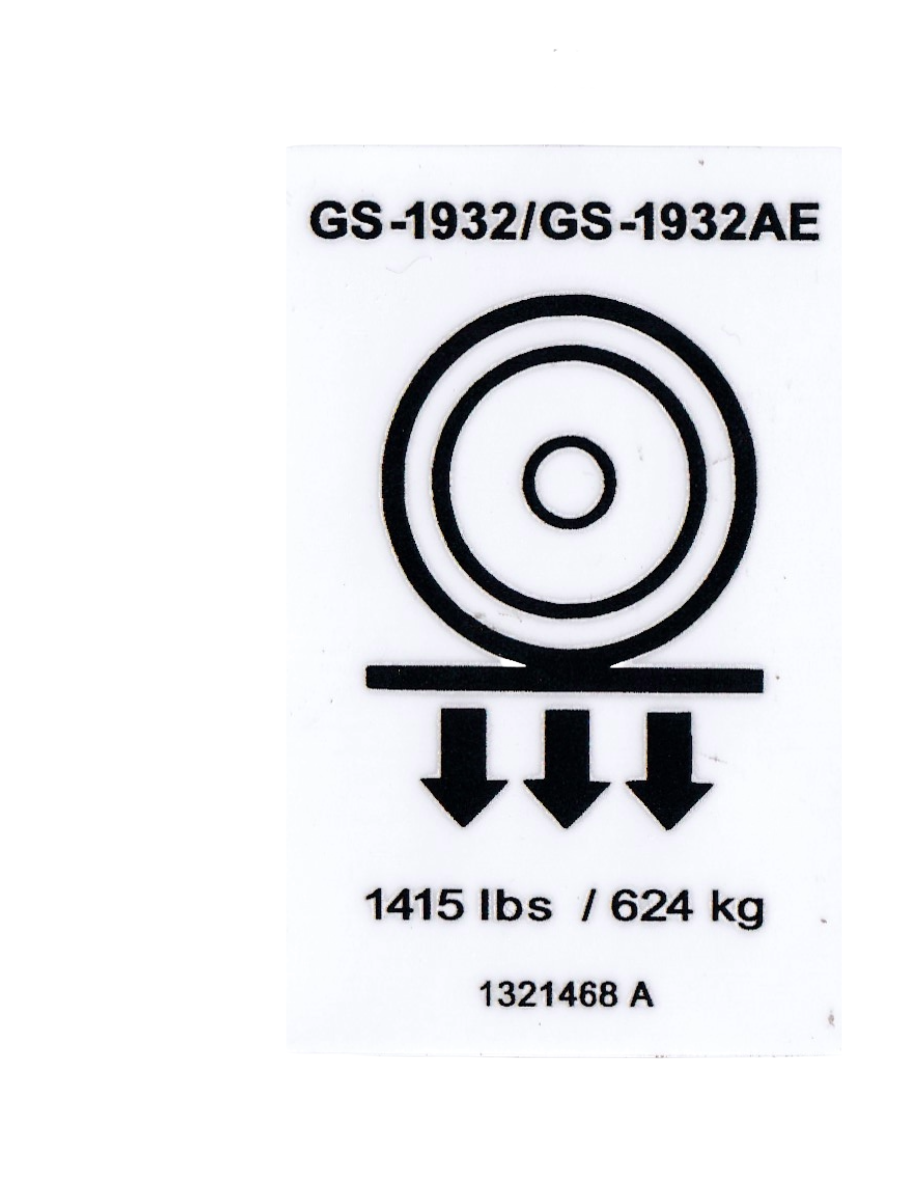 Genie single decal, wheel load 1321468GT