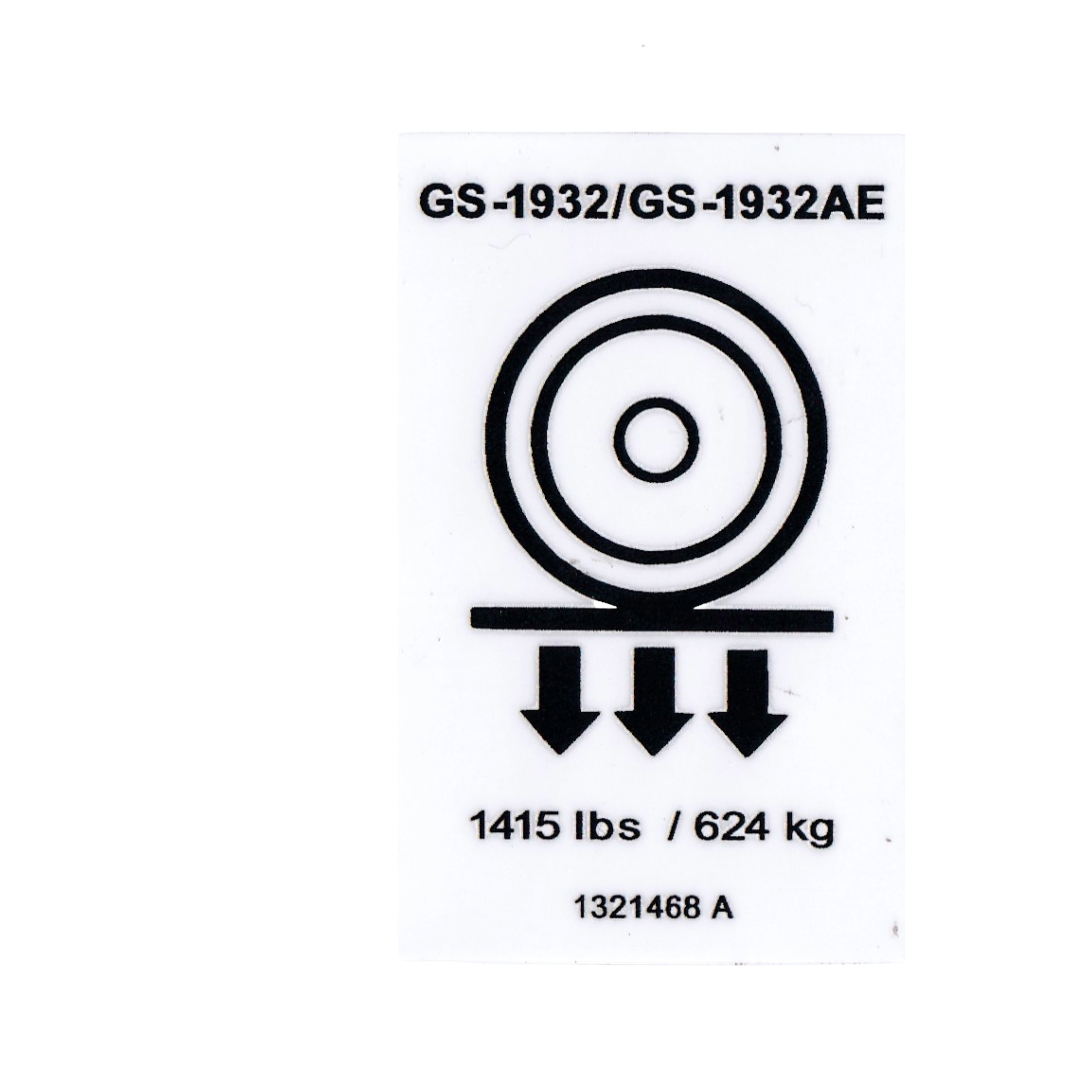 Genie Single Decal, wheel load 1321468GT