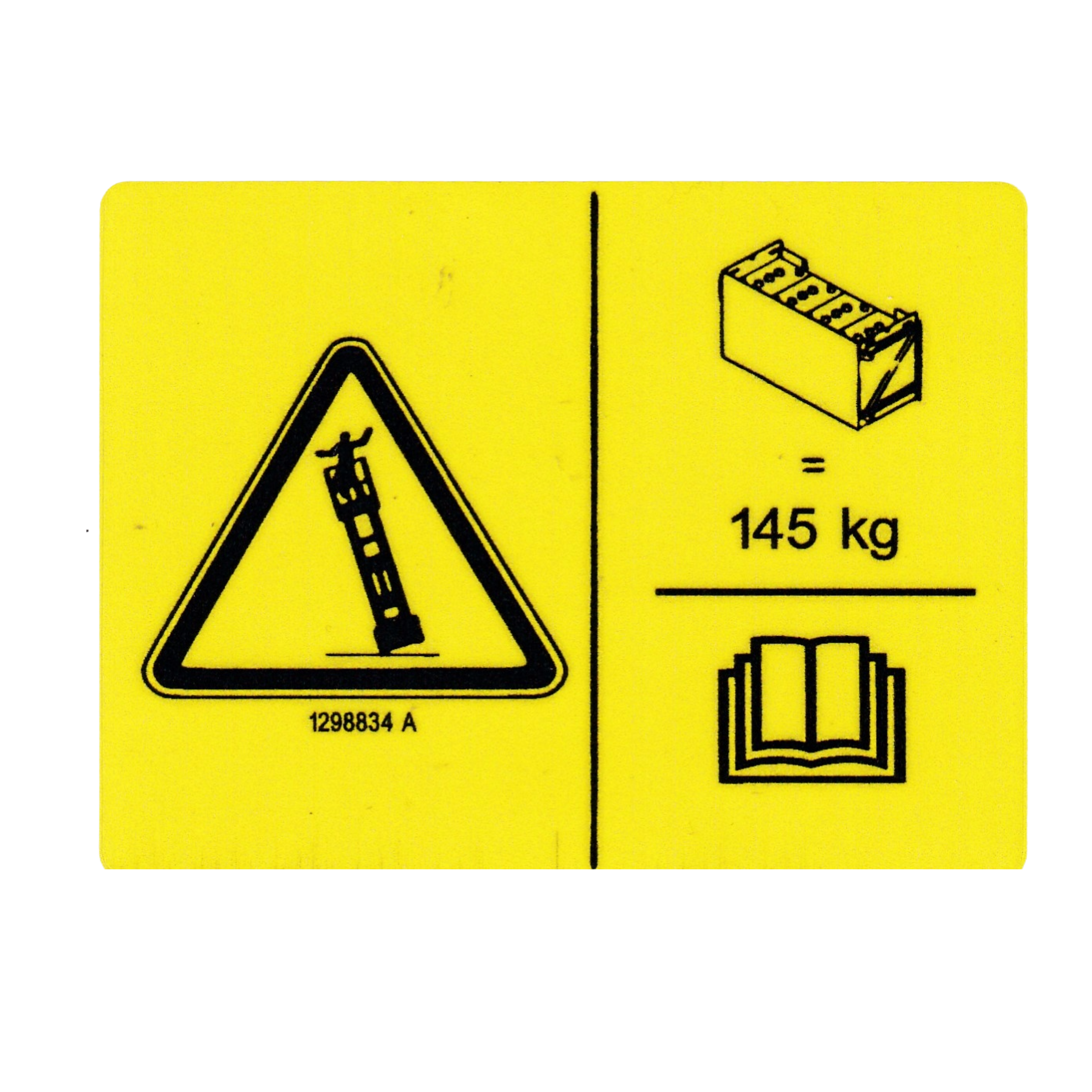 Genie Single Decal Danger tip over battery