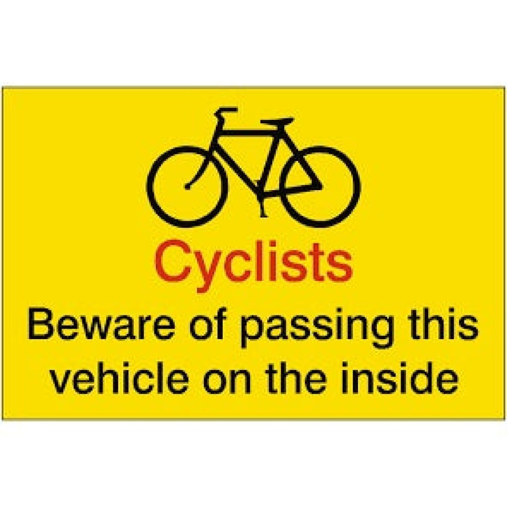 Beware of passing vehicle on the inside - Safety Decals Ltd