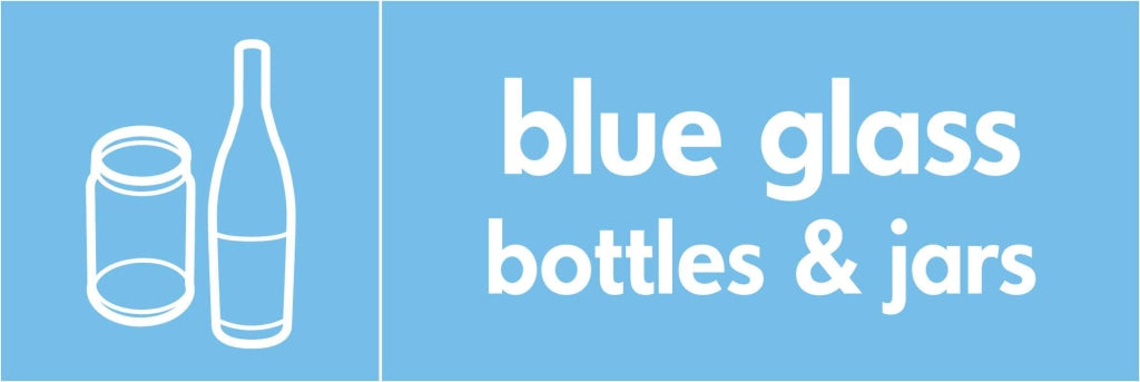 blue glass bottles & jars - Safety Decals Ltd