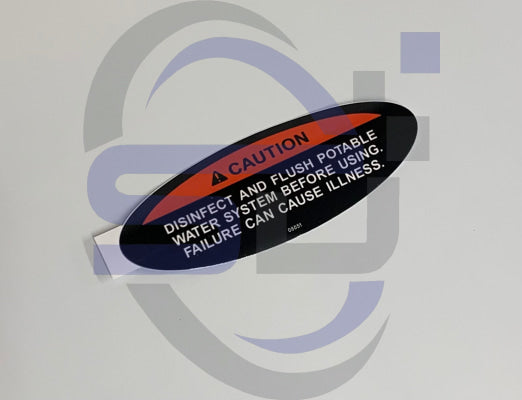 Boat safety decal, Caution Disinfect and flush - Safety Decals Ltd