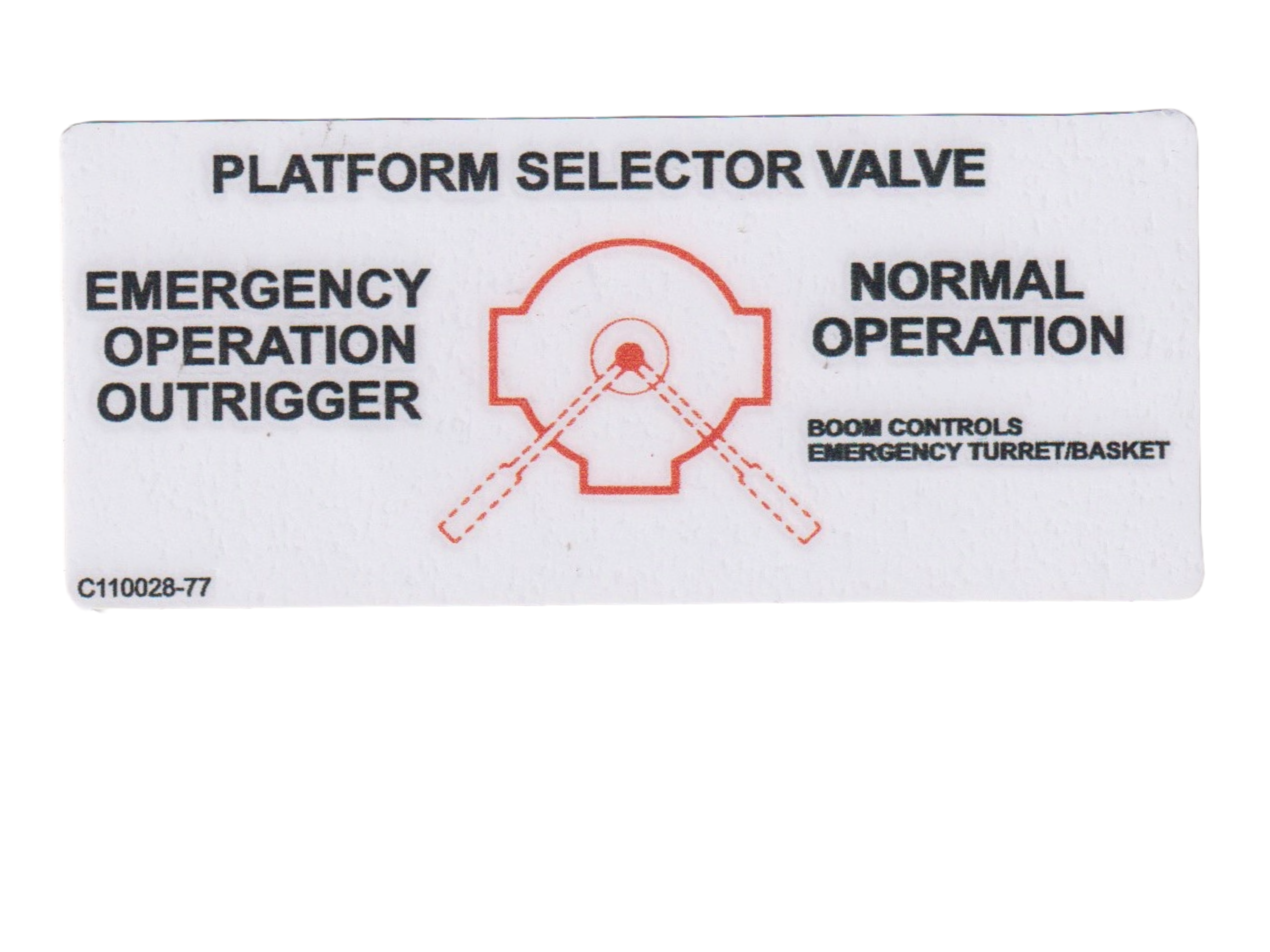 palfinger single decal, platform selector valve, p/n c110028-77