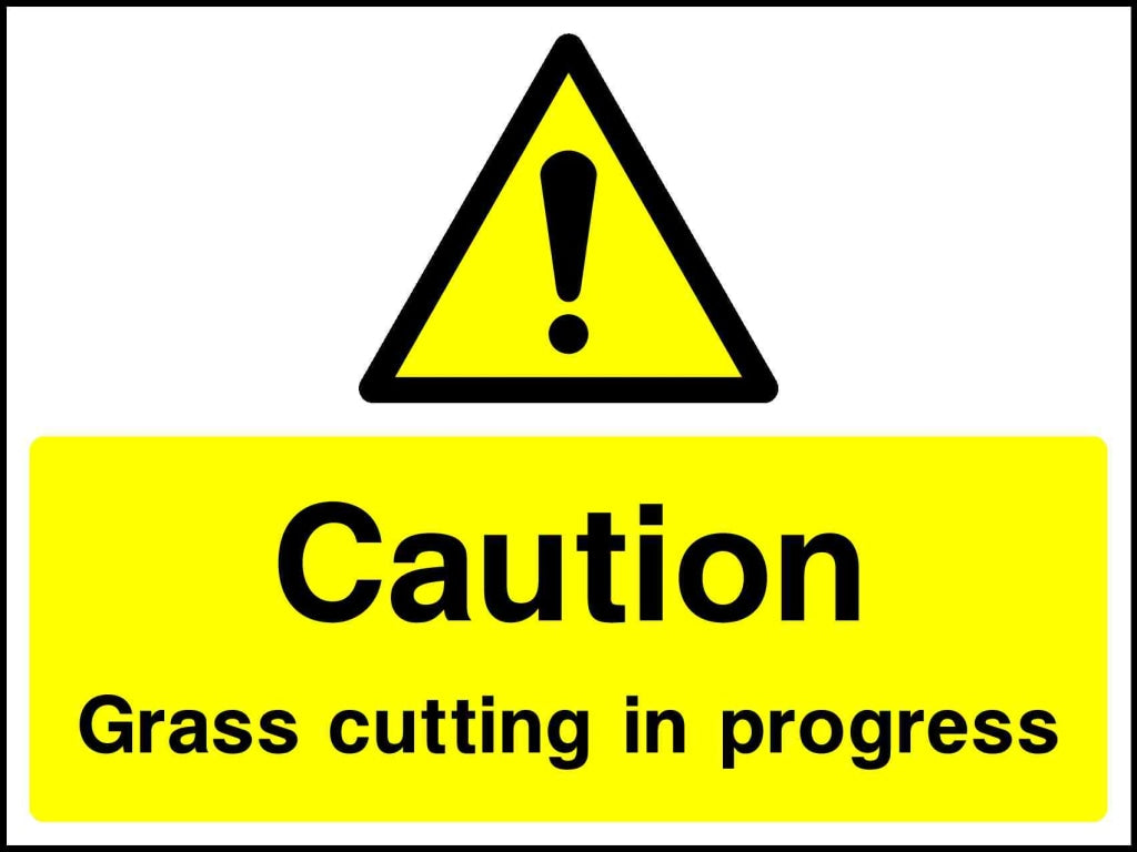 caution grass cutting in progress - Safety Decals Ltd