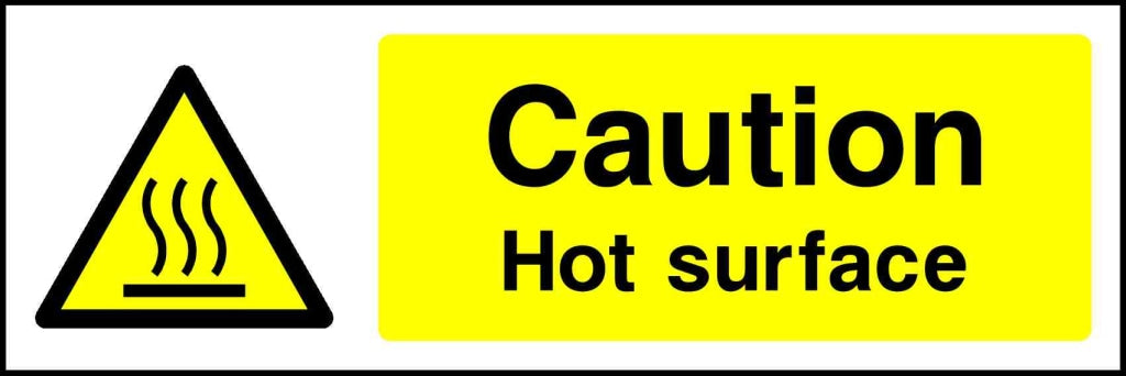 Caution Hot surface - Safety Decals Ltd