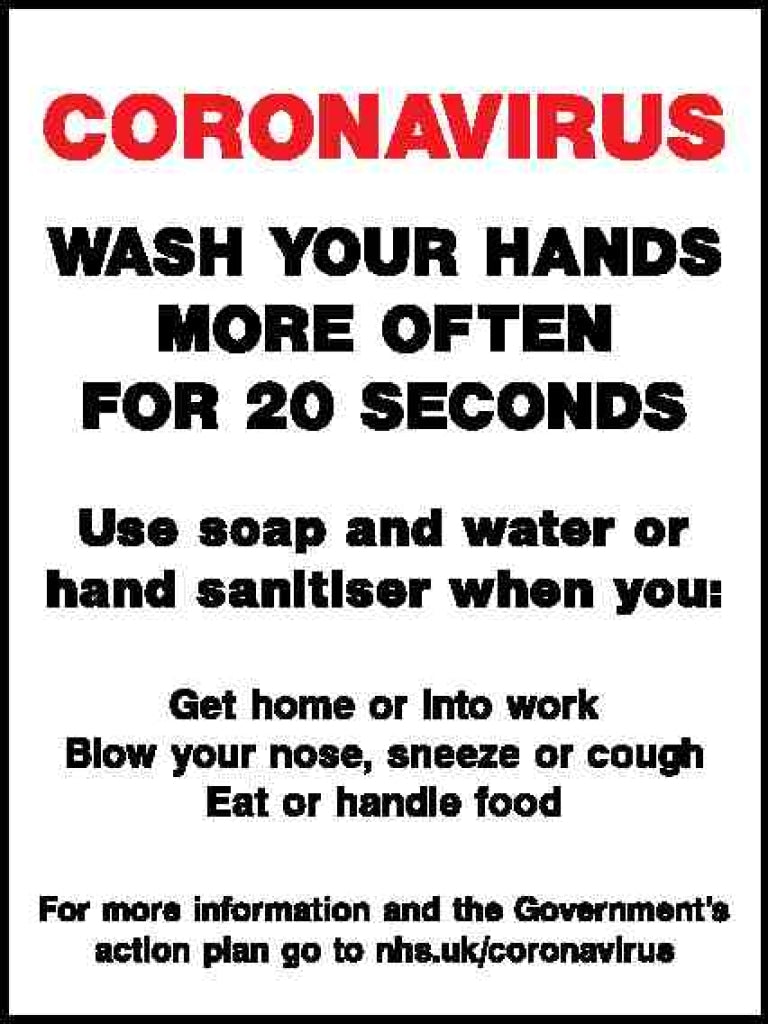 CORONAVIRUS WASH YOUR HANDS MORE OFTEN FOR 20 SECONDS - Safety Decals Ltd