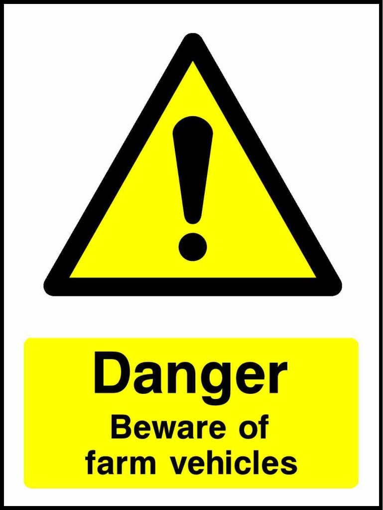 Danger Beware of farm vehicles - Safety Decals Ltd