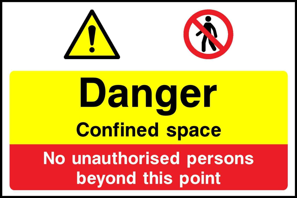 Danger confined space no unauthorised persons beyo - Safety Decals Ltd