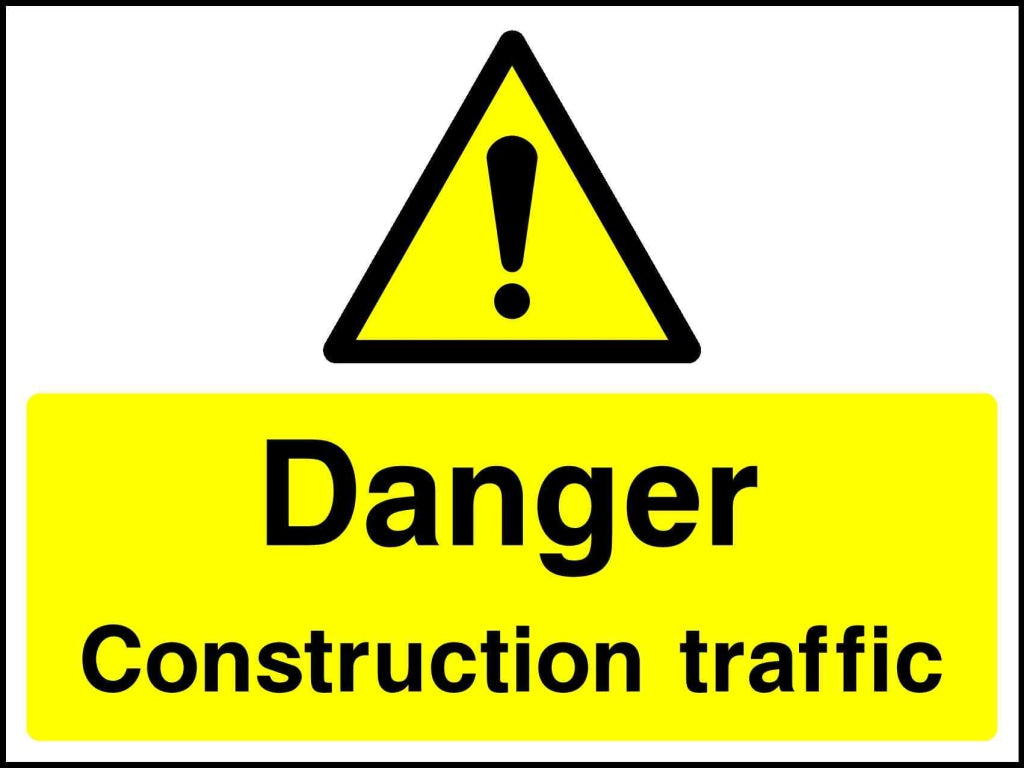 danger construction traffic - Safety Decals Ltd