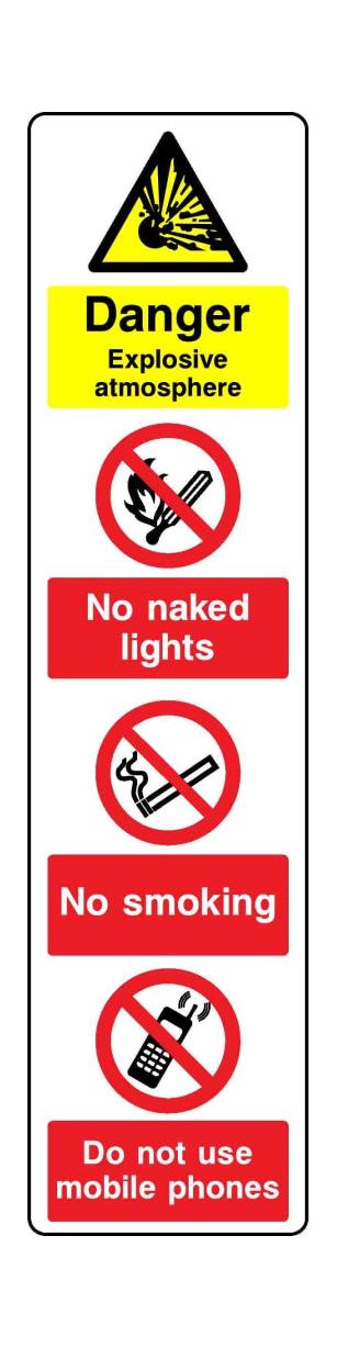 Danger Explosive atmosphere No naked lights No smoking - Safety Decals Ltd