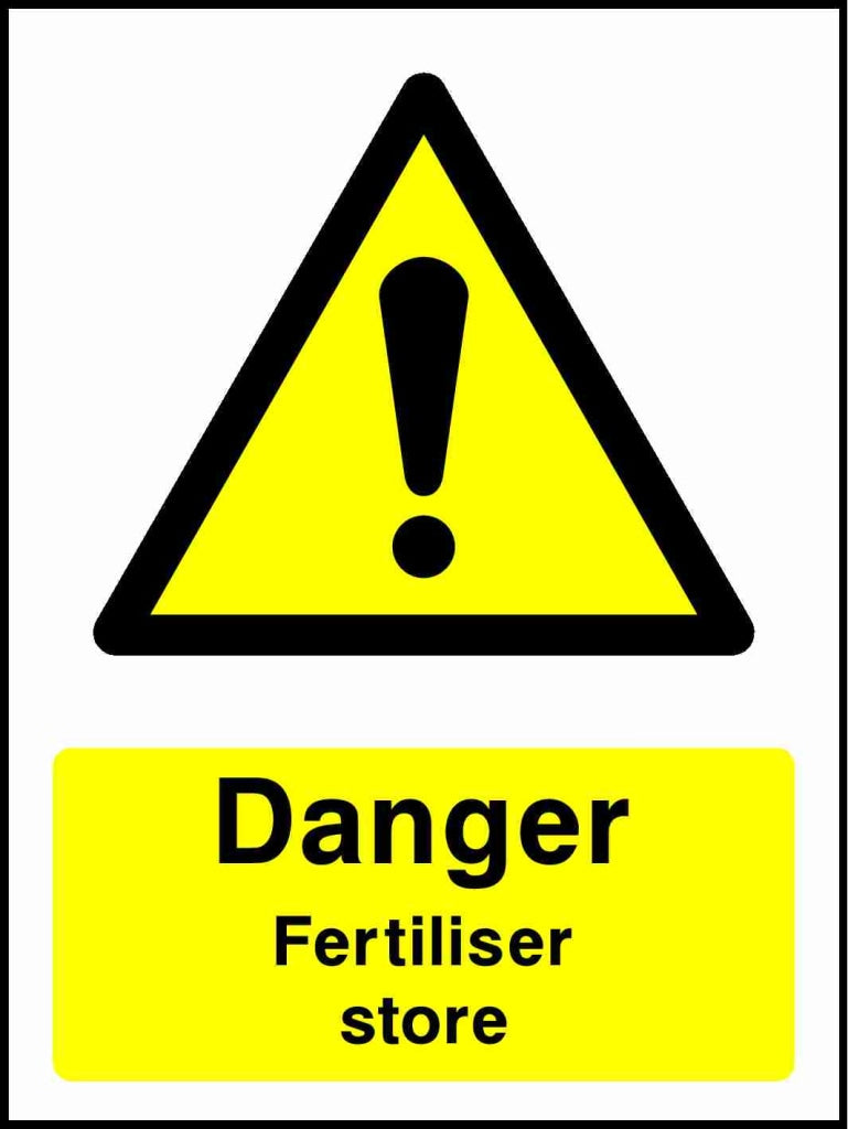 Danger Fertiliser store - Safety Decals Ltd