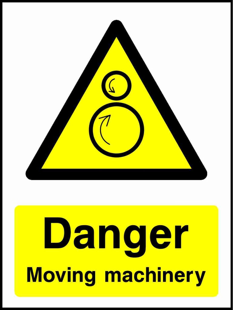 Danger Moving machinery - Safety Decals Ltd