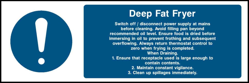 Deep Fat Fryer Switch off/disconnect power supply at mains before cleaning - Safety Decals Ltd