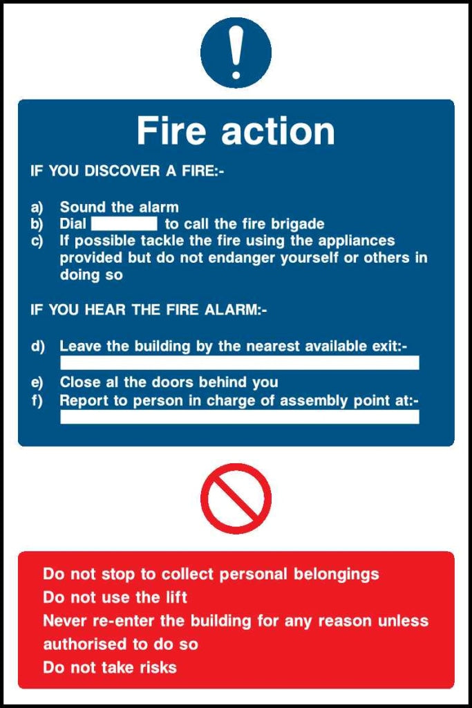 Fire action - Safety Decals Ltd