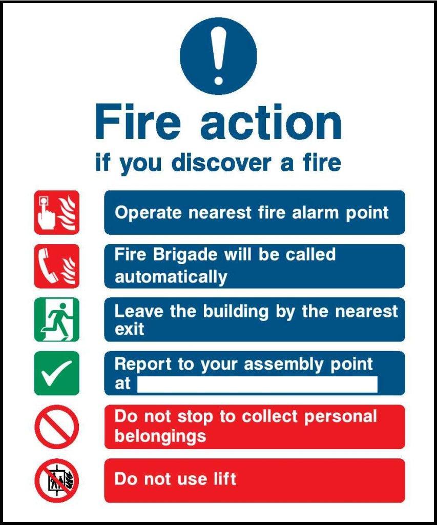 Fire action - Safety Decals Ltd