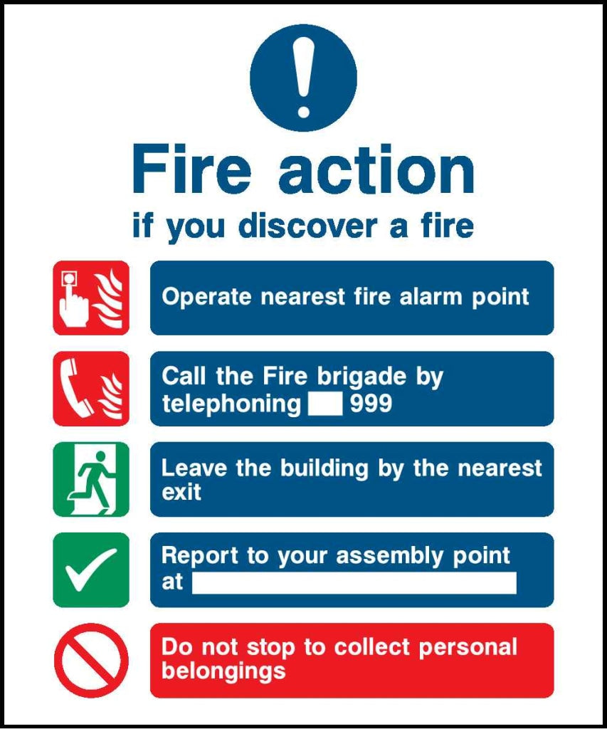 Fire action if you discover a fire Operate nearest fir| Fire Action ...
