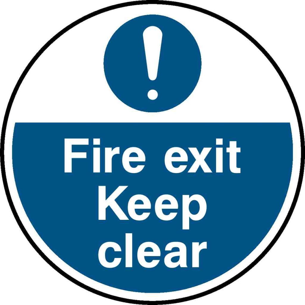 Fire exit Keep clear - Safety Decals Ltd
