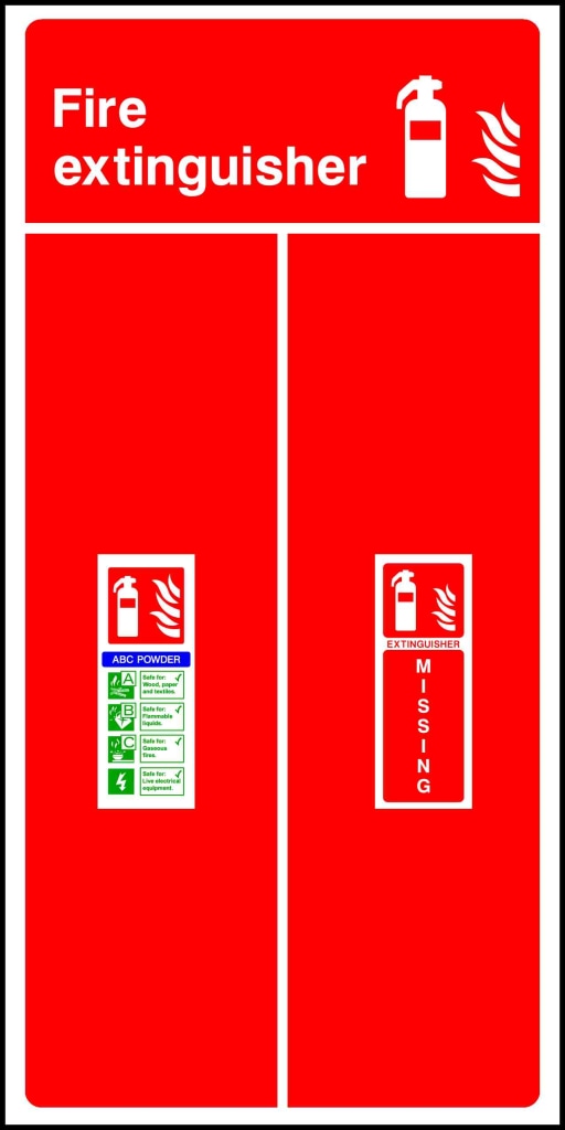 Fire 
extinguisher 
ABC POWDER A Safe for: 
Wood, paper - Safety Decals Ltd