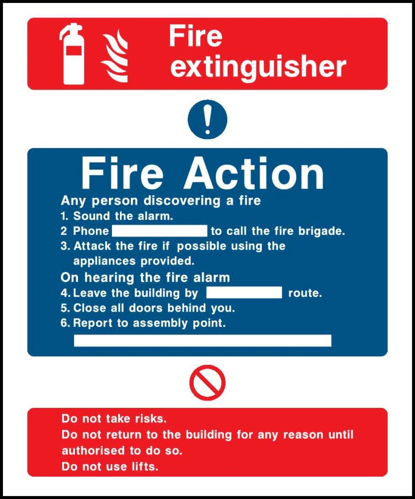 Fire Action Fire extinguisher - Safety Decals Ltd