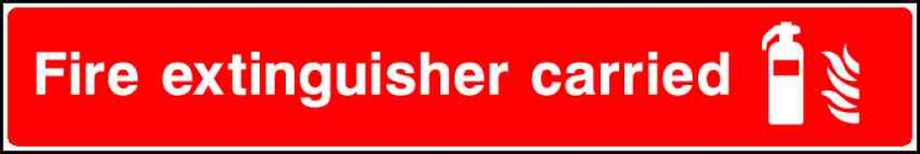 Fire extinguisher carried - Safety Decals Ltd