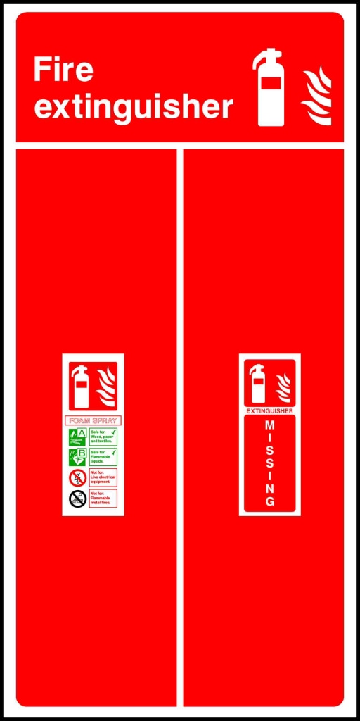 Fire 
extinguisher 
FOAM SPRAY A Safe for 
Wood, paper - Safety Decals Ltd